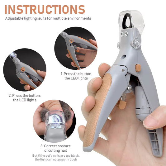 Pet Nail Clipper with LED Light - Multifunction Grooming Tool